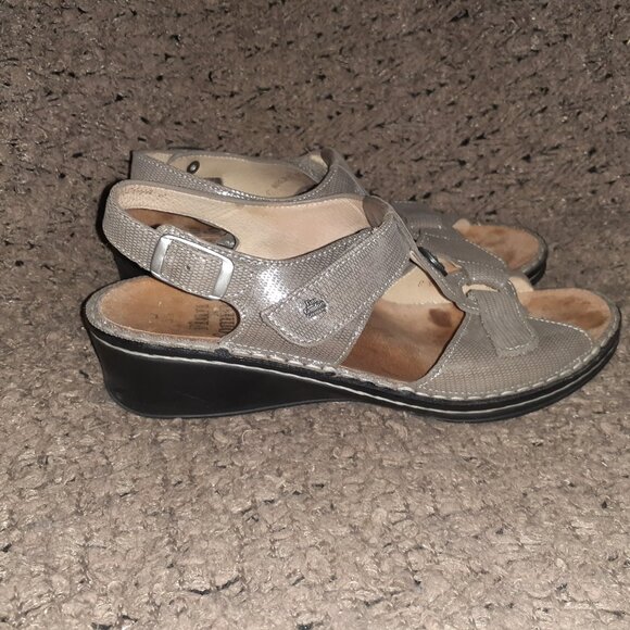 FINN COMFORT-Adana-Metallic Grey Textured Leather-UK Size 5.5D-7.5 US-Excellent - Picture 5 of 8